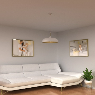 lafabryka.pl Lampa wisząca LINCOLN WHITE/GOLD 1xE27 MLP7899 Milagro